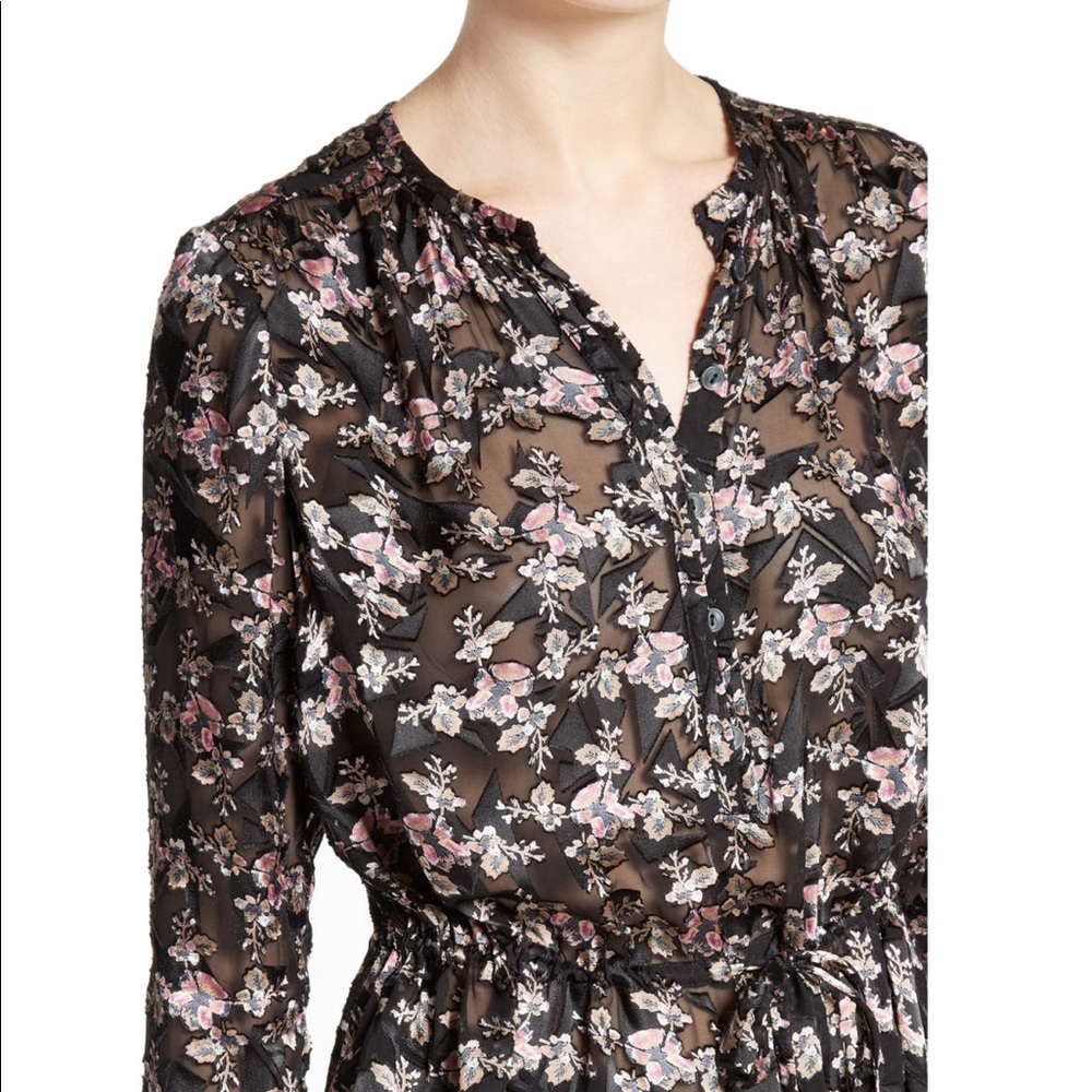 Rebecca Taylor Shadow Floral Brunout Blouse